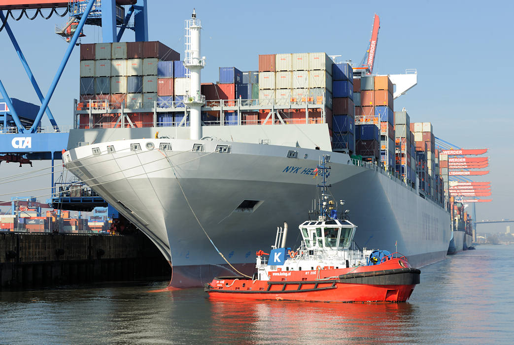 14677_3130 Ablegen des Containerschiffs NYK HELIOS Hafen Hamburg, Altenwerder. | HHLA Container Terminal Hamburg Altenwerder ( CTA )